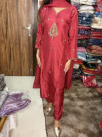 Antique Work Dola Silk Suit - Image 2