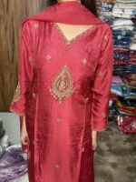 Antique Work Dola Silk Suit - Image 3