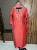 Coral Cotton Silk Suit