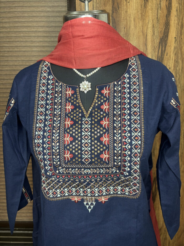 Blue Handloom Cotton Suit - Image 4