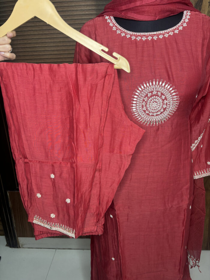 Rust Mul Chanderi Suit - Image 8