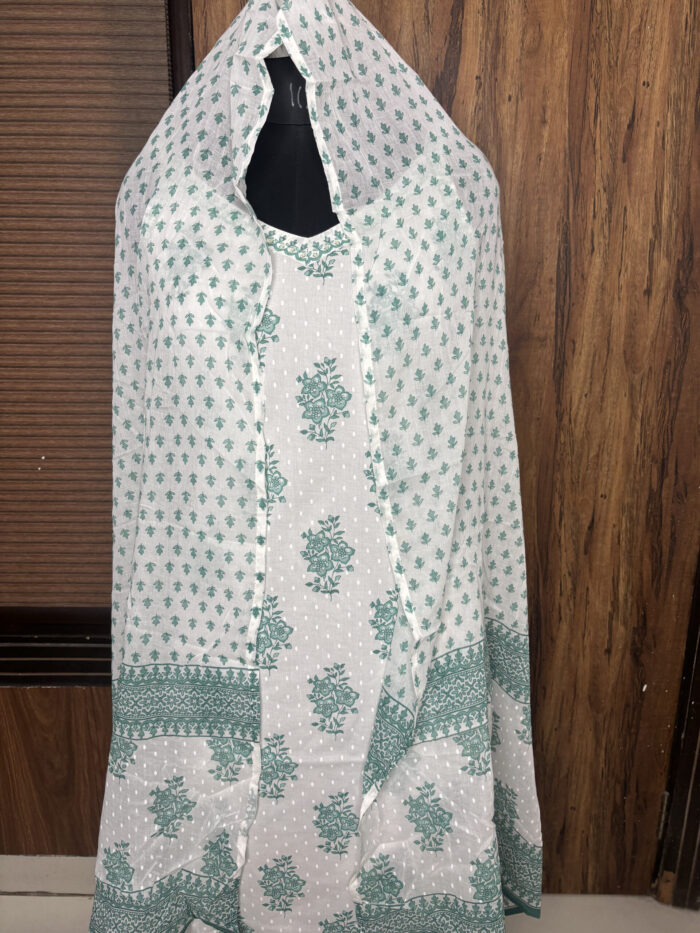 White Noodle Strap Cotton Suit - Image 4