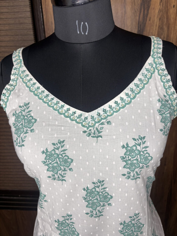 White Noodle Strap Cotton Suit - Image 3