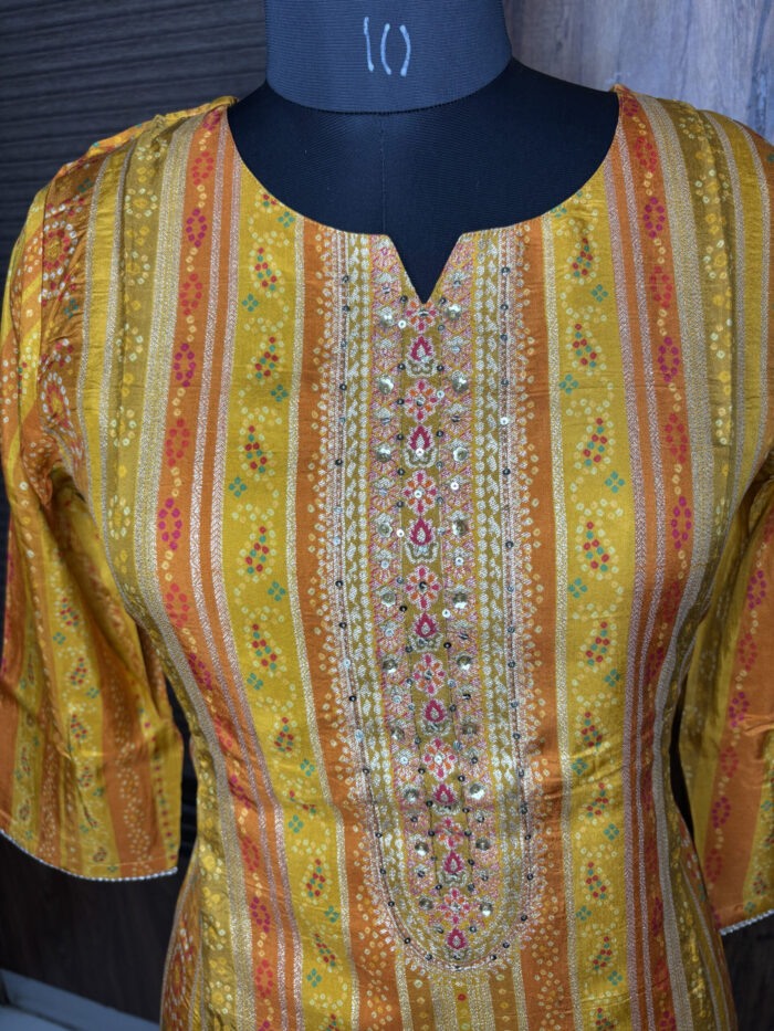 Yellow Muslin Silk suit - Image 2