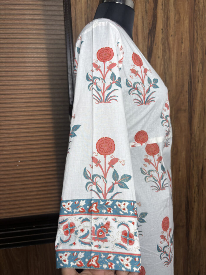 White Angrakha Cotton Suit - Image 3