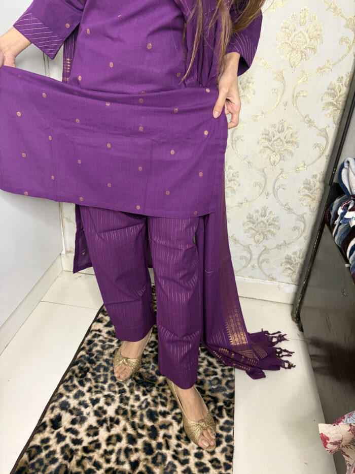 Wine Handloom Suit - Image 7