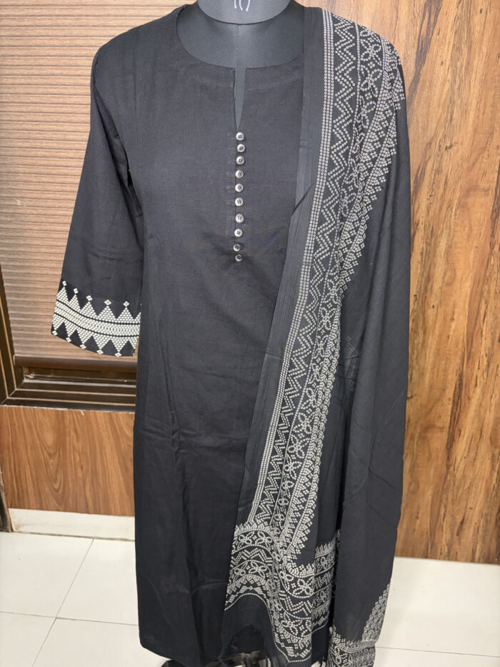 The Black handloom Cotton Suit - Image 5
