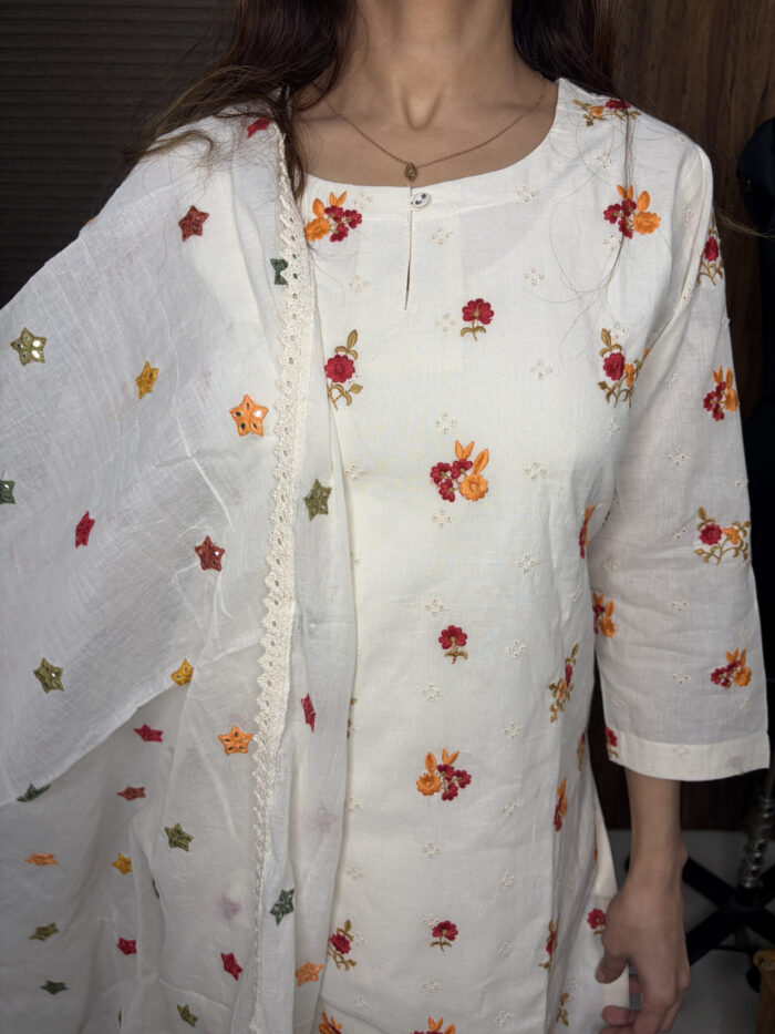 White Shiffali Cotton Suit - Image 3