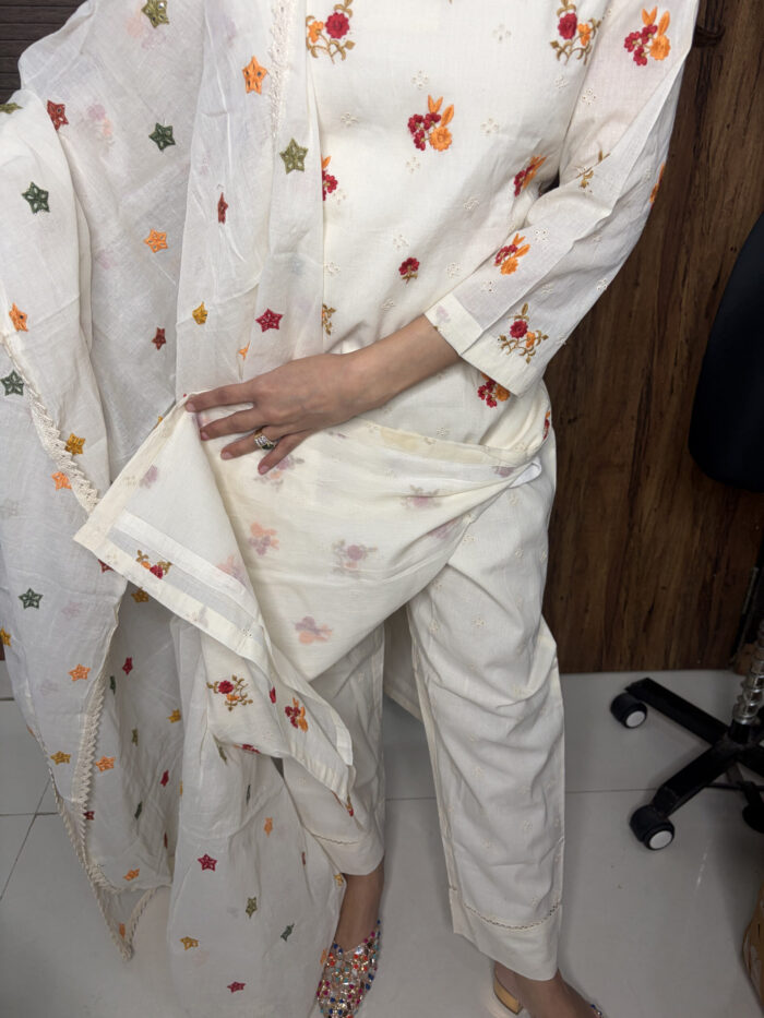 White Shiffali Cotton Suit - Image 5