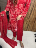 Keyhole Neck Handloom Cotton Suit - Image 4