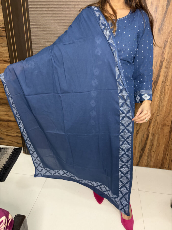 The Blue Handloom Cotton Suit - Image 6