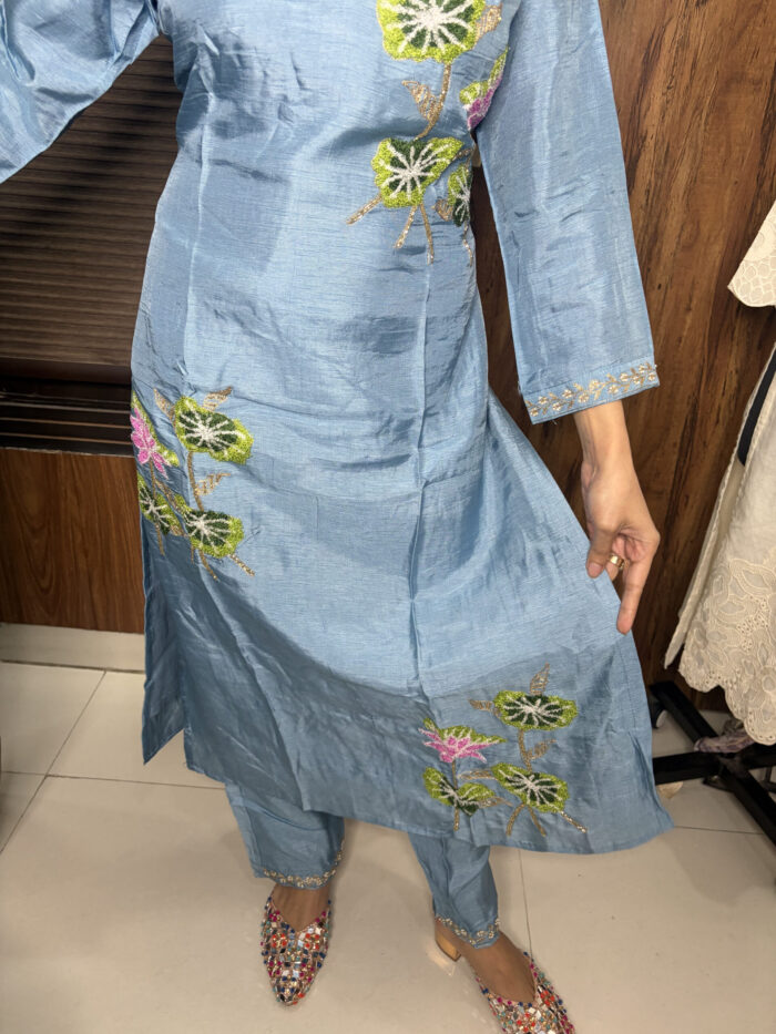 Blue Embroidered Suit - Image 4