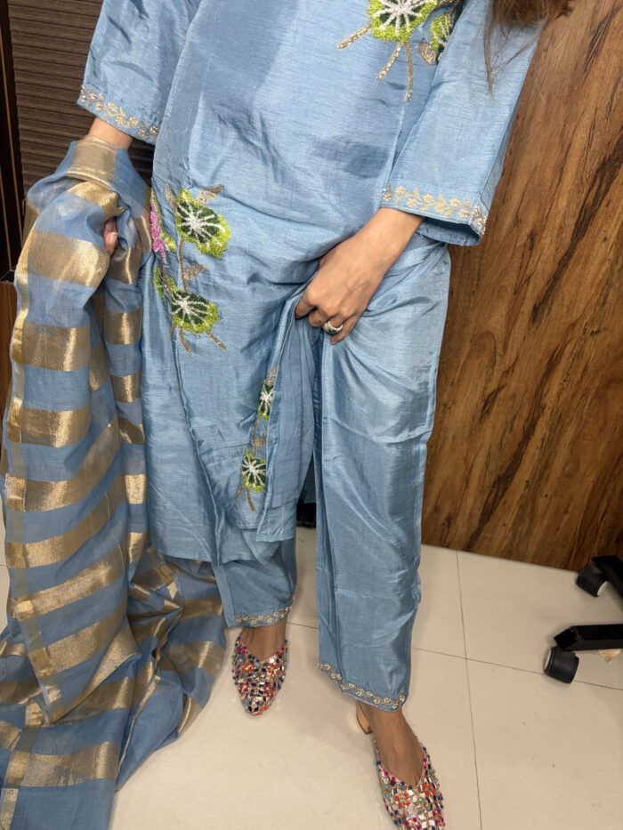 Blue Embroidered Suit - Image 7