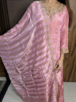 Pink Handwork Anarkali - Image 6