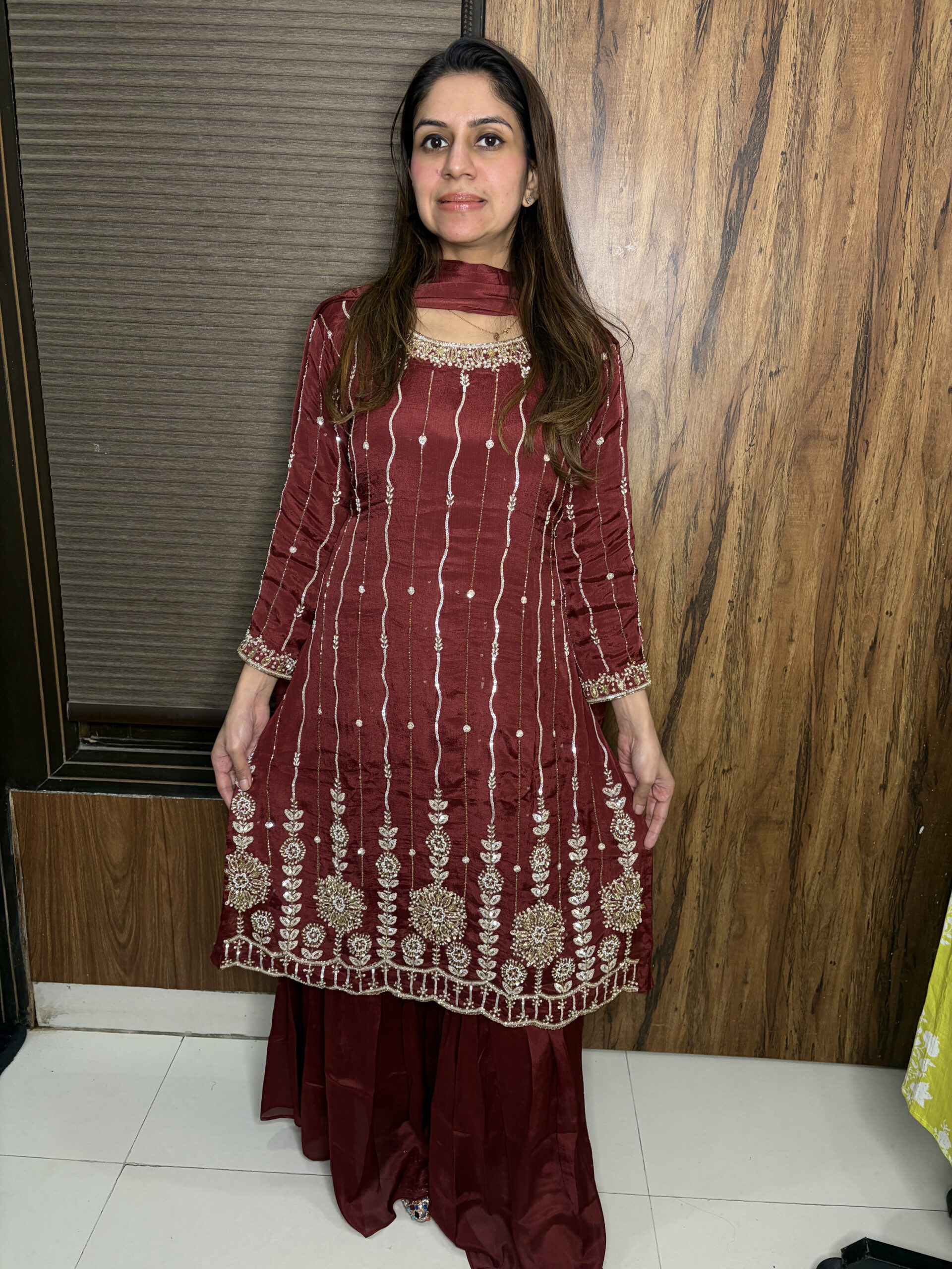 IMG_4309-scaled-1.jpg Pure Chinnon Handwork Sharara - Image 1