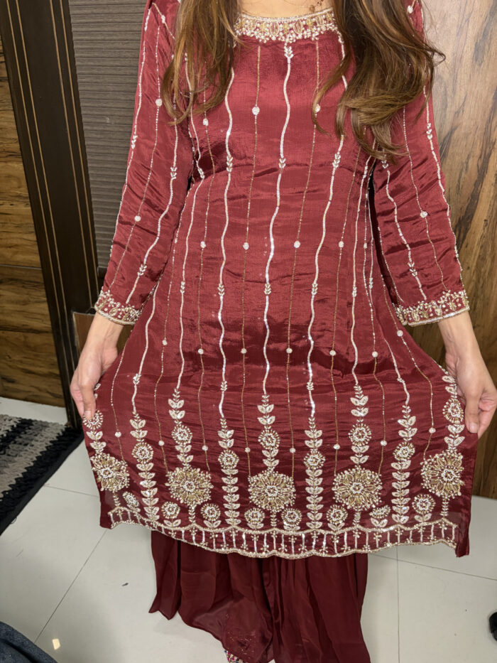 Pure Chinnon Handwork Sharara - Image 2