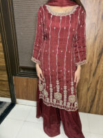 Pure Chinnon Handwork Sharara - Image 7