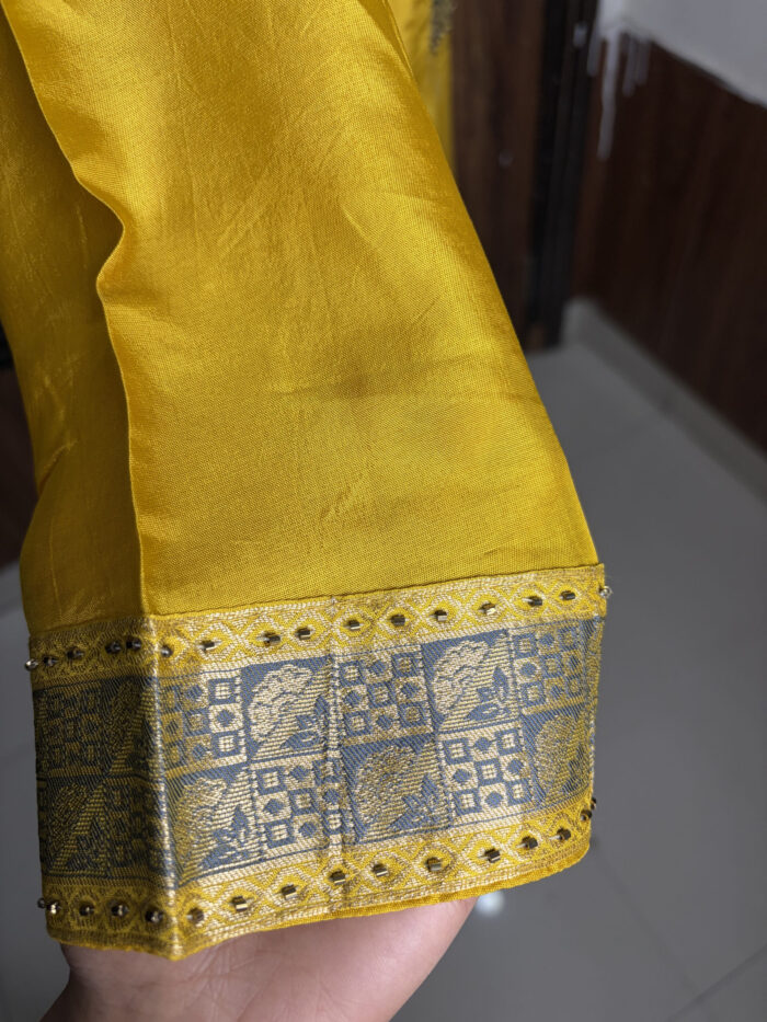 Yellow Jacquard  Silk  - Image 4