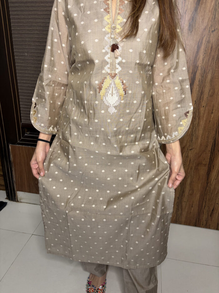 Chandheri Cotton Embroidered Suit - Image 4