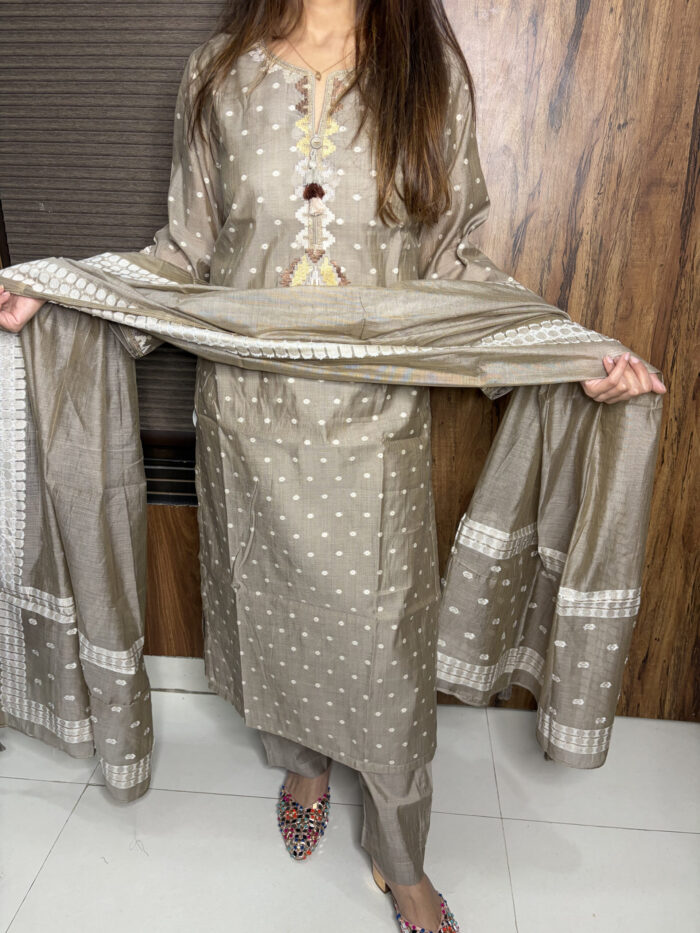 Chandheri Cotton Embroidered Suit - Image 6