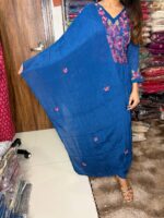 Bleed Blue Chinnon Fabric Wedding Wear - Image 5