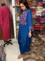 Bleed Blue Chinnon Fabric Wedding Wear - Image 2