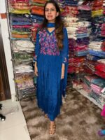 Bleed Blue Chinnon Fabric Wedding Wear