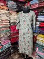 Grey Multi Color Floral Design Cotton Kurti