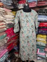 Grey Multi Color Floral Design Cotton Kurti - Image 3