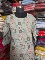 Grey Multi Color Floral Design Cotton Kurti - Image 4