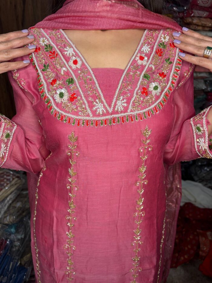 Blushy Pink  Fabric Mull Chanderi - Image 3