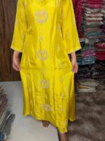 Yellow Sun Flower Fabric Dola Silk - Image 7