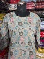 Grey Multi Color Floral Design Cotton Kurti - Image 7
