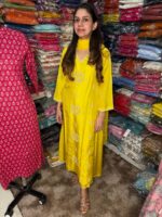 Yellow Sun Flower Fabric Dola Silk - Image 3